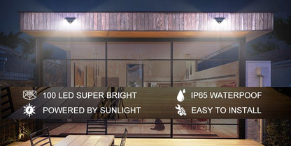 100 Waterproof LED Motion Sensor Solar Security Lights Outdoor (2pack) Tristar Online