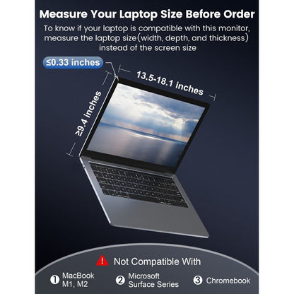 15.6 inch Dual Portable Trifold Monitor 1080P IPS FHD Monitor Screen Extender For Laptop - Space Grey (AU Version) Trion