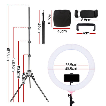 Embellir Ring Light 19" LED 5800LM Dimmable Diva With Stand Make Up Studio Video Pink Tristar Online