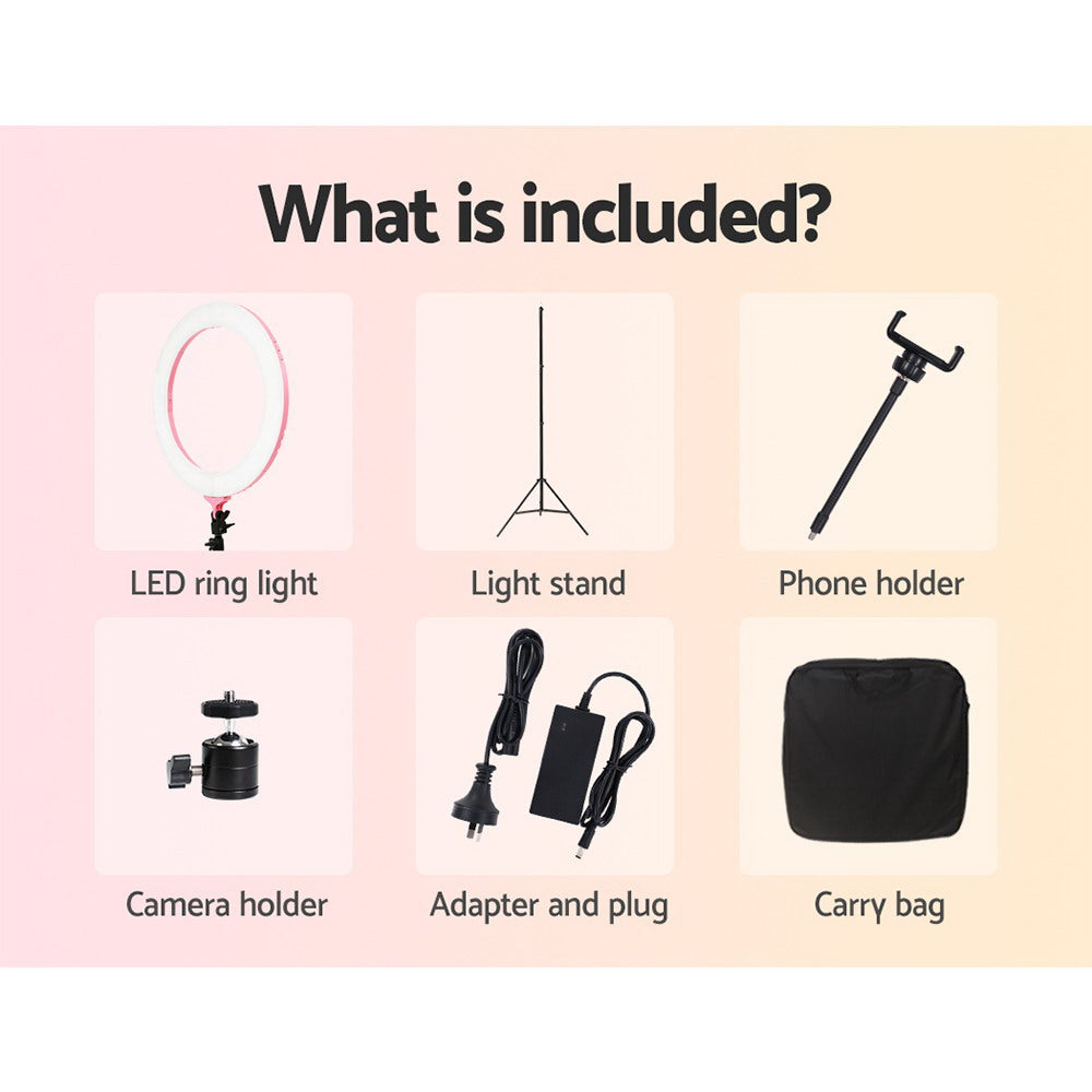 Embellir Ring Light 19" LED 5800LM Dimmable Diva With Stand Make Up Studio Video Pink Tristar Online