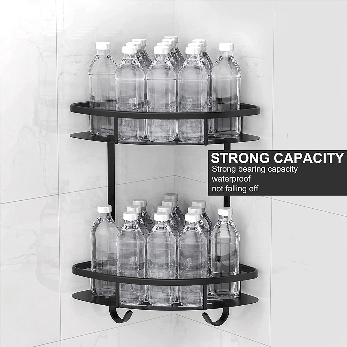 2 Pack Aluminum Adhesive Shower Caddy Corner Shelf Storage Rack for Bathroom Tristar Online