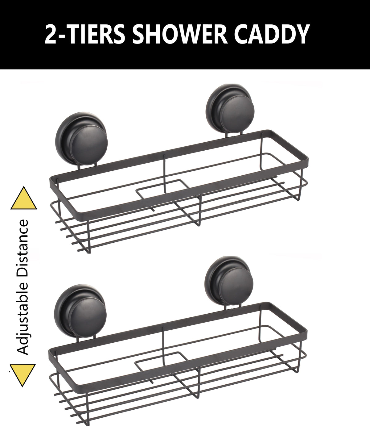 2 Pack Rectangular Corner Shower Caddy Shelf Basket Rack with Premium Vacuum Suction Cup No-Drilling for Bathroom and Kitchen Tristar Online