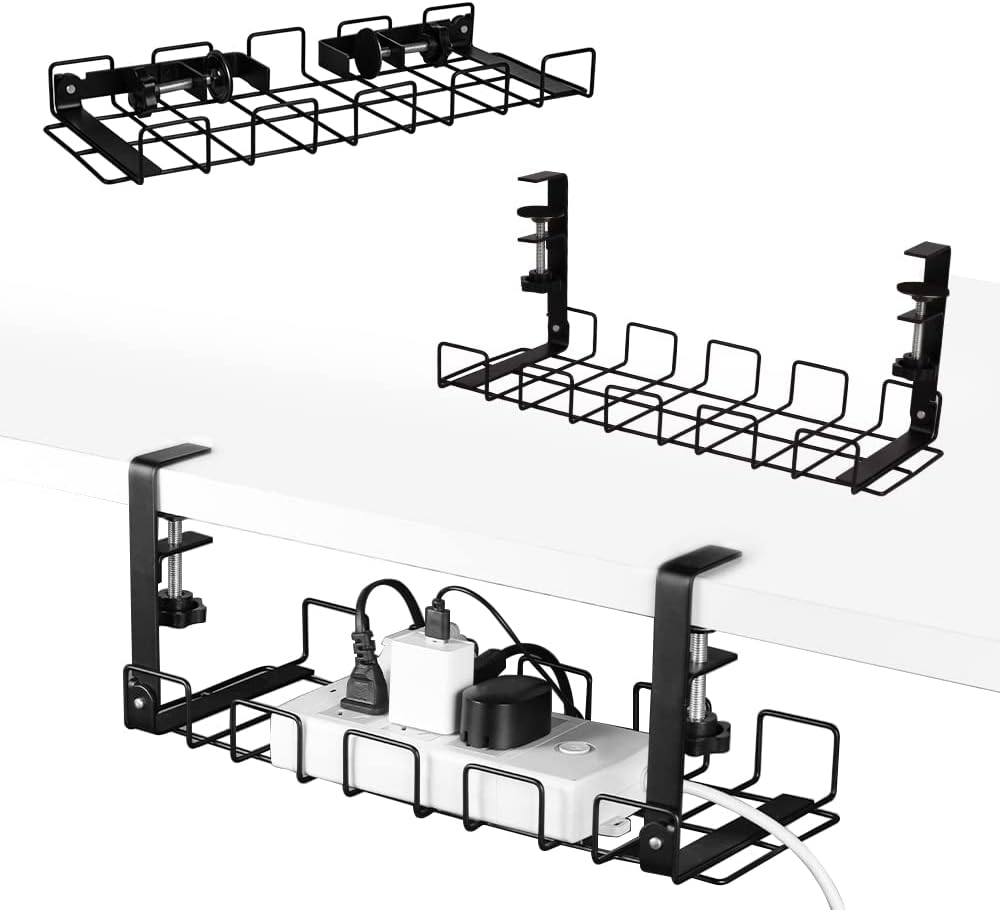 2 pack Under Desk Cable Management Tray, Black Tristar Online