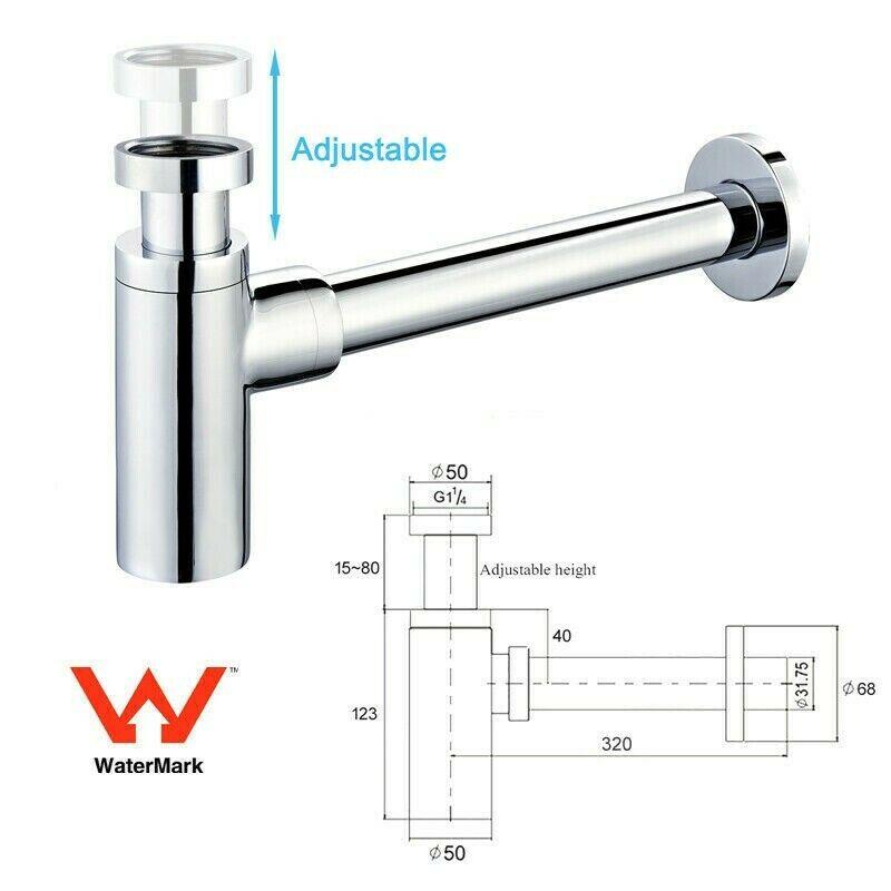 2023 Brushed Nickel p trap ROUND BOTTLE TRAP 32/40 mm WASTE for wall hung basin vanit Tristar Online