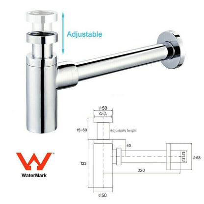 2023 Brushed Nickel p trap ROUND BOTTLE TRAP 32/40 mm WASTE for wall hung basin vanit Tristar Online