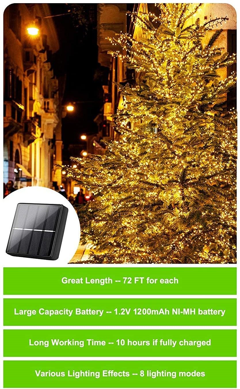 20m 200 LED Solar Powered Outdoor Lights with 8 Lighting Modes and Waterproof for Home,Garden and Decoration Tristar Online