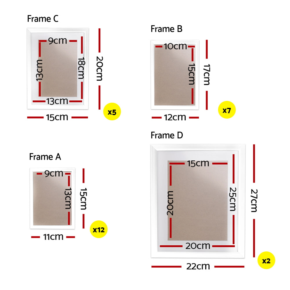 Artiss Photo Frames 26PCS  8x10in 5x7in 4x6in 3.5x5in Hanging Wall Frame White Tristar Online