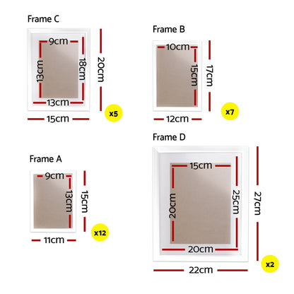 Artiss Photo Frames 26PCS  8x10in 5x7in 4x6in 3.5x5in Hanging Wall Frame White Tristar Online