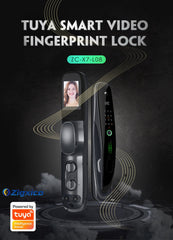 Tuya K100 Smart Video Fingerprint Class C Safety Cylinder Aluminum Alloy Shell Low Power Alarm Door Lock Tuya