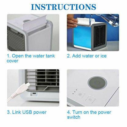 USB Portable Air Conditioner Air Cooler Desktop Fan Mini Air Circulator Purifier Colorful Atmosphere Lamp Tristar Online