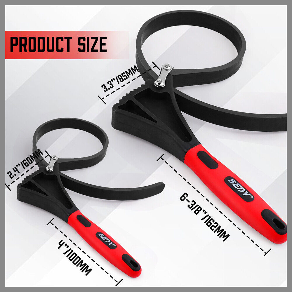 2x Rubber Strap Wrench Adjustable DIY Plumber Jars Hose Pipe Oil Filter Opener Tristar Online