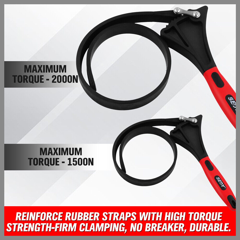 2x Rubber Strap Wrench Adjustable DIY Plumber Jars Hose Pipe Oil Filter Opener Tristar Online