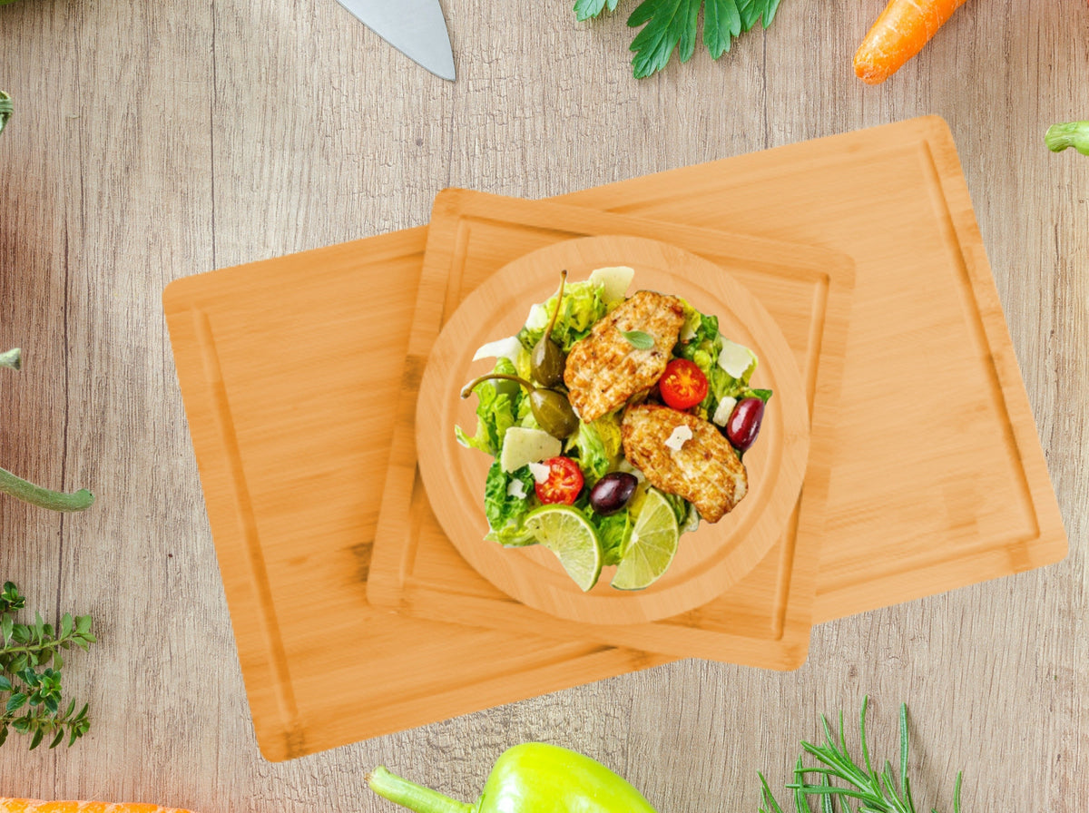3 Pieces Bamboo Cutting Board with Juice Groove and Mobile Holder included for Home Kitchen Tristar Online