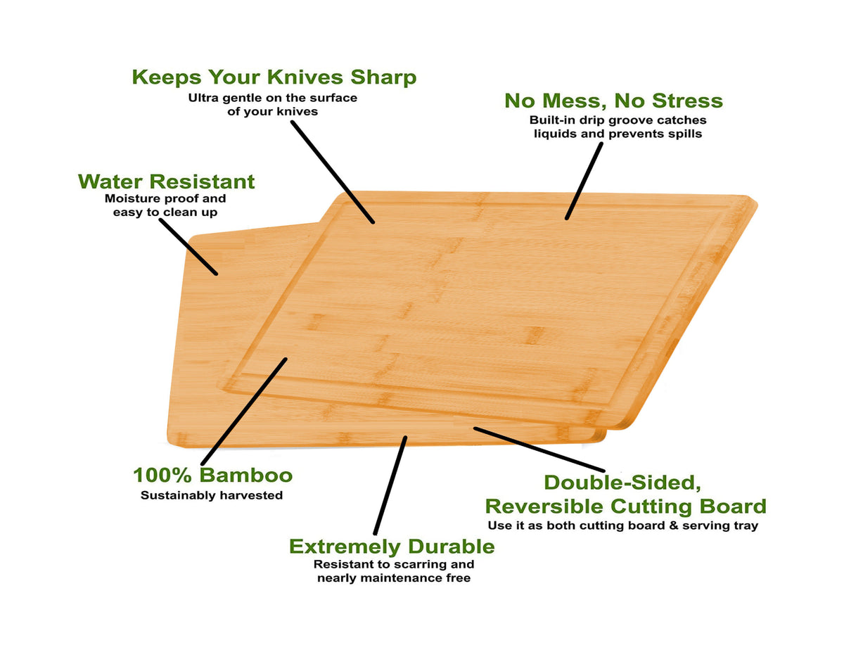 3 Pieces Bamboo Cutting Board with Juice Groove and Mobile Holder included for Home Kitchen Tristar Online