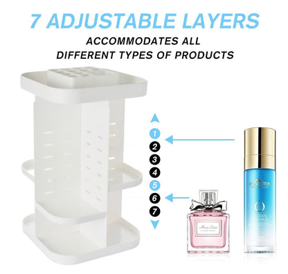 360 Rotating Large Capacity Makeup Organizer for Bedroom and Bathroom (White) Tristar Online