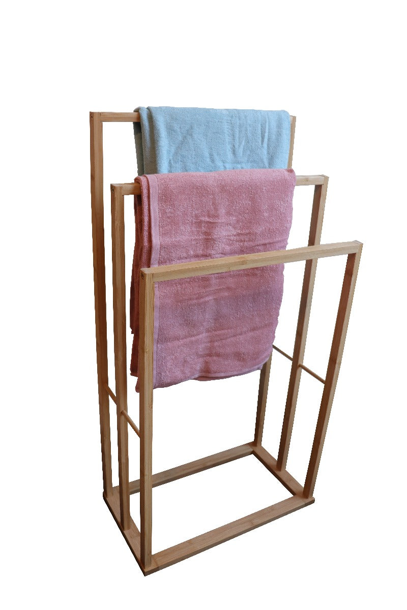 CARLA HOME Bamboo Towel Bar Holder Rack 3-Tier Freestanding for Bathroom and Bedroom Tristar Online