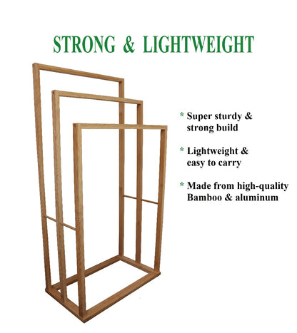 CARLA HOME Bamboo Towel Bar Holder Rack 3-Tier Freestanding for Bathroom and Bedroom Tristar Online