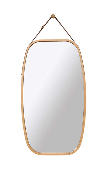CARLA HOME Hanging Full LengthWall Mirror - Solid Bamboo Frame and Adjustable Leather Strap for Bathroom and Bedroom Tristar Online