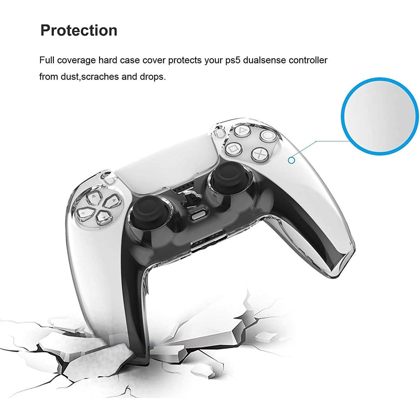 Clear Crystal Protective Anti Scratch Transparent Case for PS5 Controller Trion