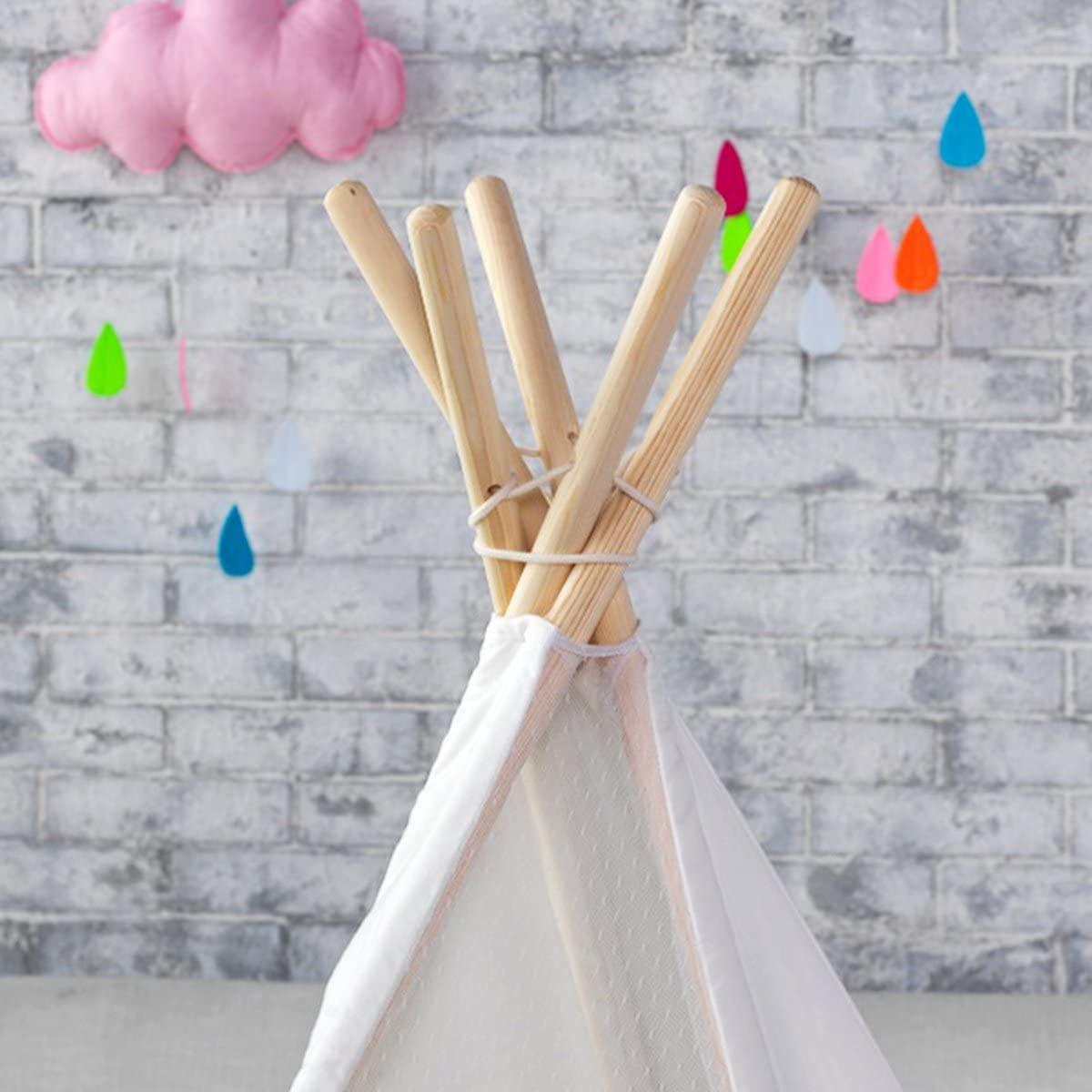 5 Poles Giant Kids Teepee Tent (Natural Canvas) Tristar Online