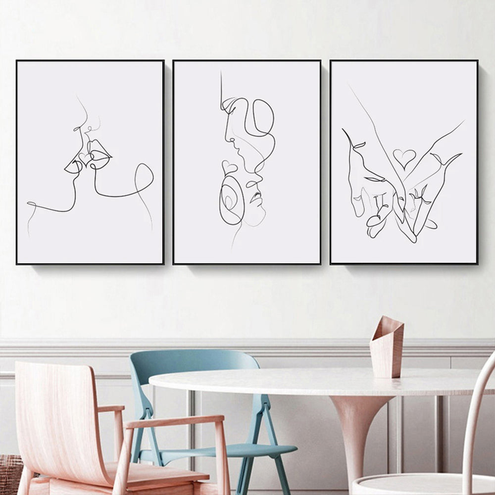 60cmx90cm Couples 3 Sets Black Frame Canvas Wall Art Tristar Online