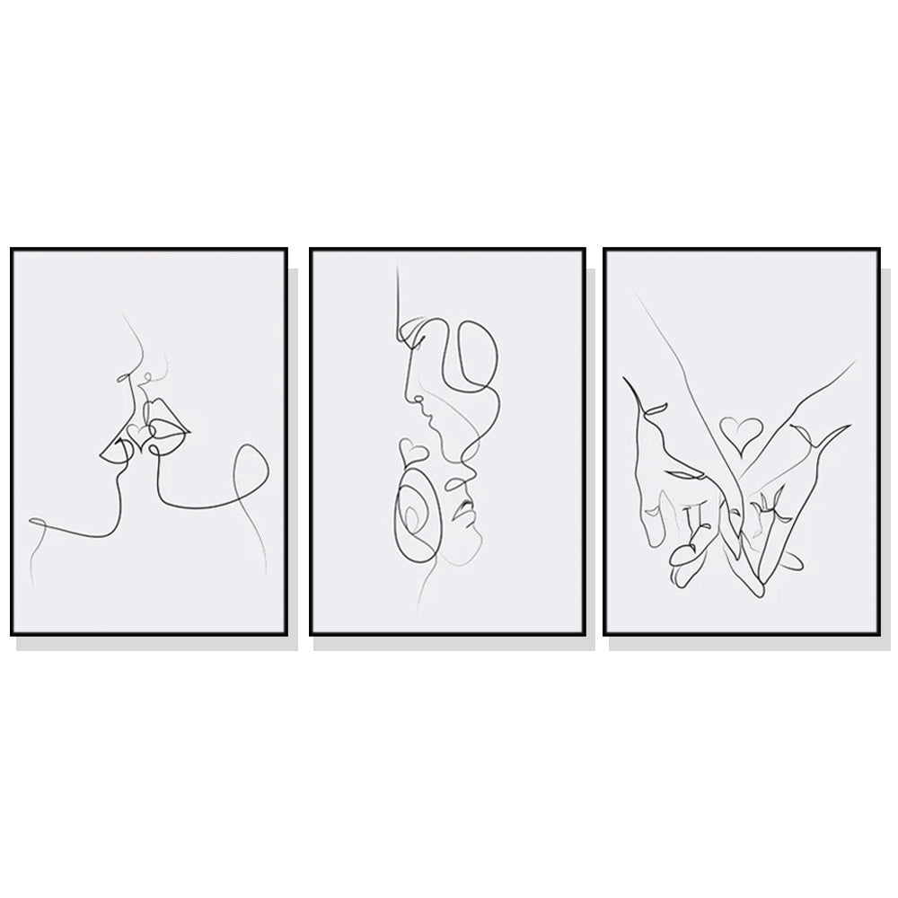 60cmx90cm Couples 3 Sets Black Frame Canvas Wall Art Tristar Online