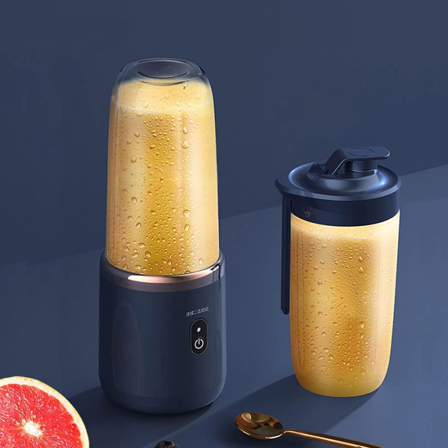 Portable Electric Juicer Double Cup Multi-functional USB Rechargeable Fruit Juice Mixer - Blue ( Open Never Used ) Tristar