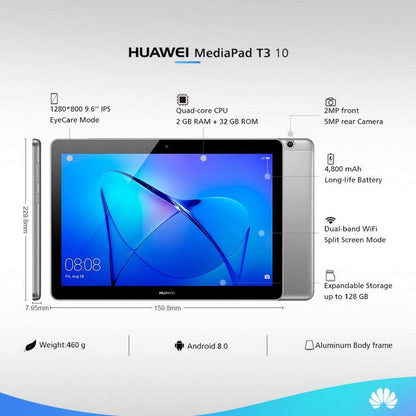 Huawei MediaPad T3, 3GB RAM, 32GB, 10" Android Wifi Tablet - Space Grey Huawei