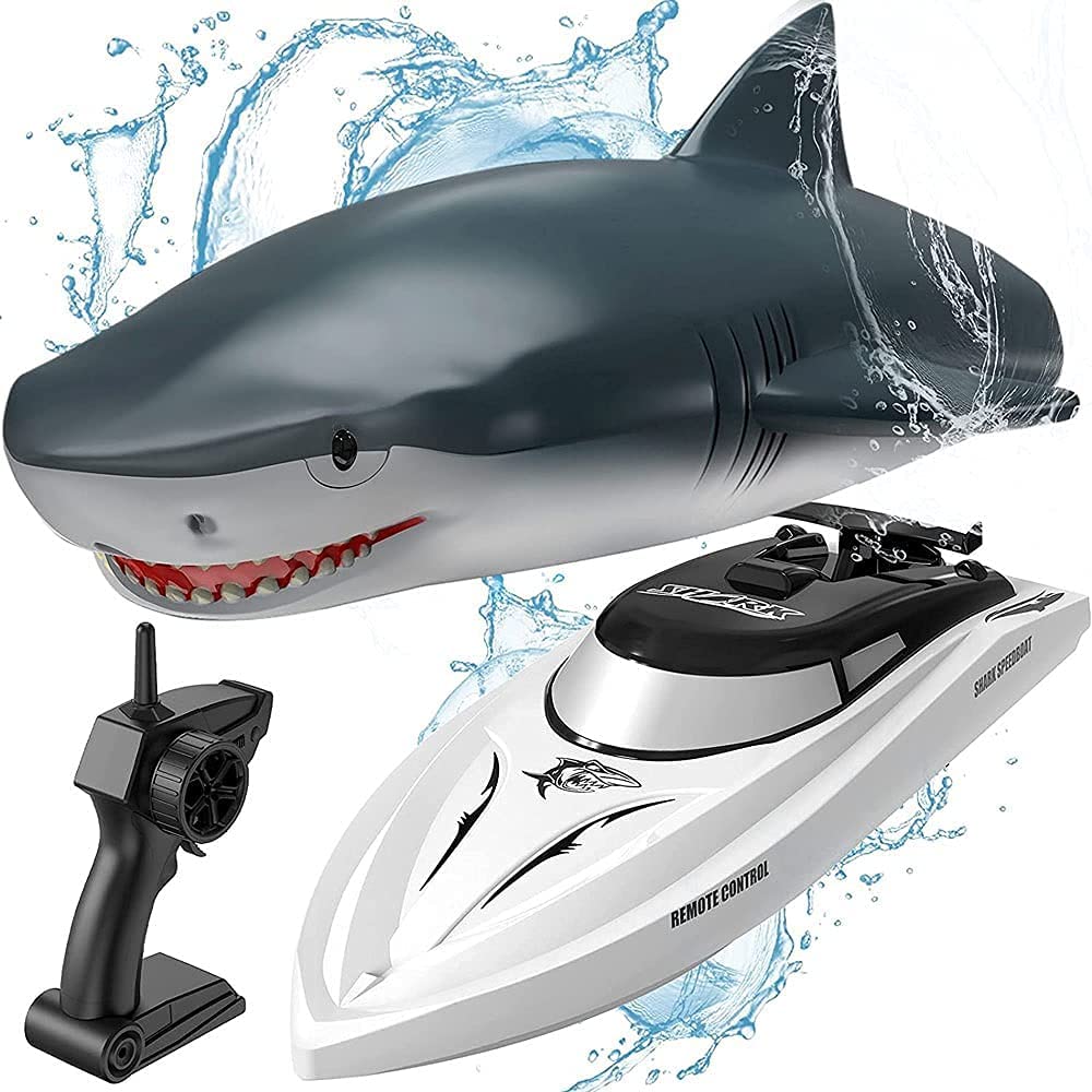 Remote Control 2 in 1 Dual Mode RC Electric Cordless Shark Speedboat Toy For Kids Trion