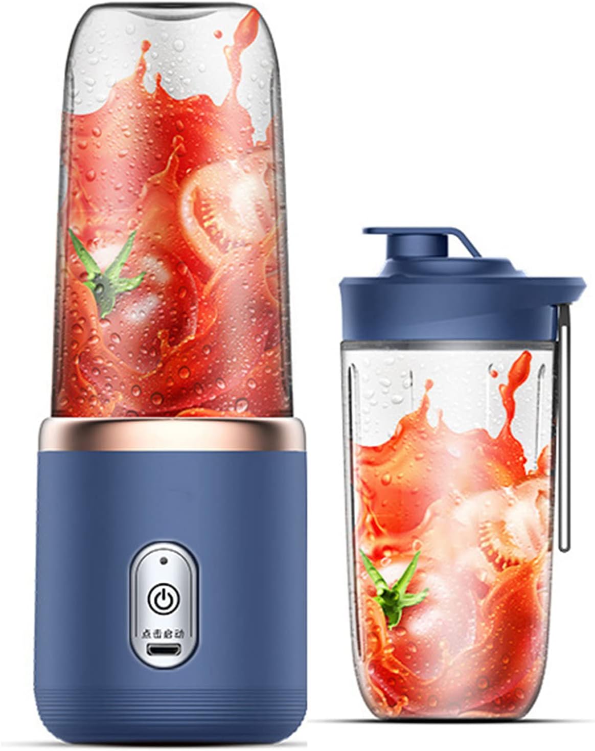 Portable Electric Juicer Double Cup Multi-functional USB Rechargeable Fruit Juice Mixer - Blue ( Open Never Used ) Tristar