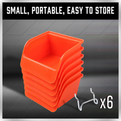 6Pc Pegboard Bins Peg Board Parts Storage With Steel Hooks Tools Organiser Tray Tristar Online