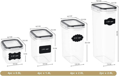 7 Pieces Plastic BPA Free Food Storage Containers for Kitchen (Black) Tristar Online