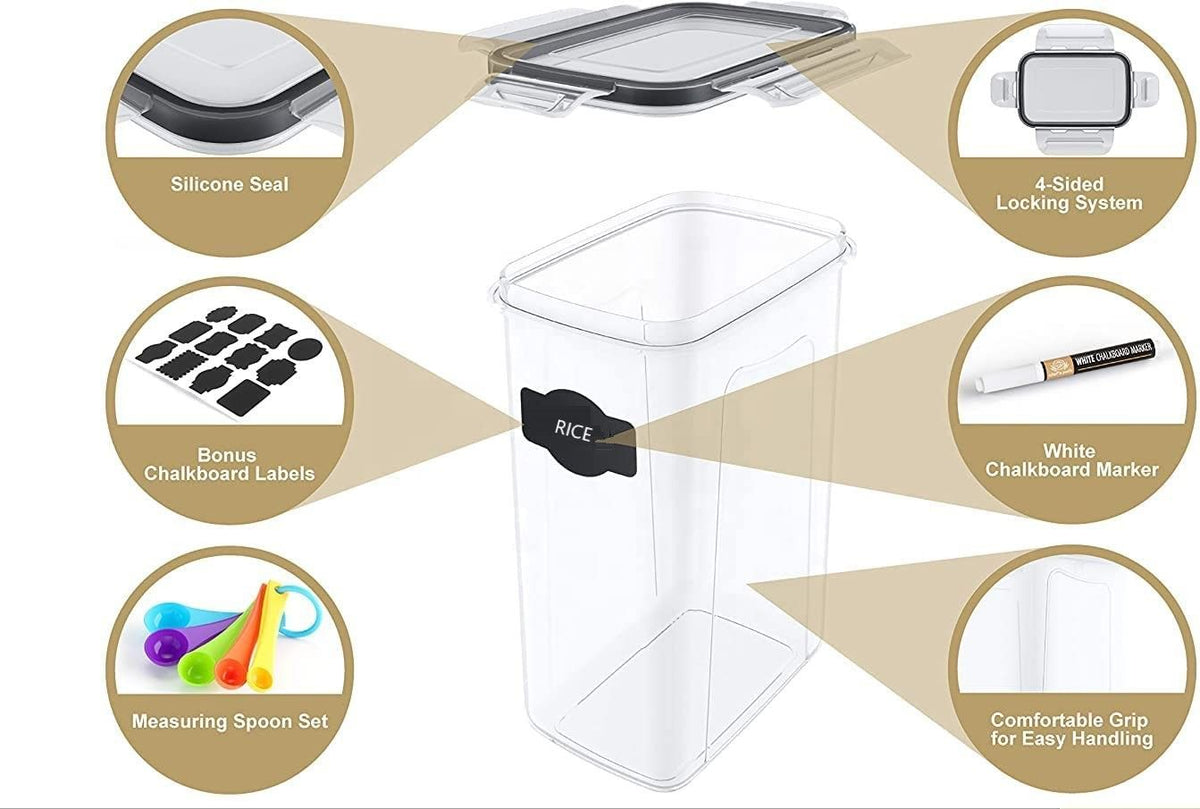 7 Pieces Plastic BPA Free Food Storage Containers for Kitchen (Black) Tristar Online
