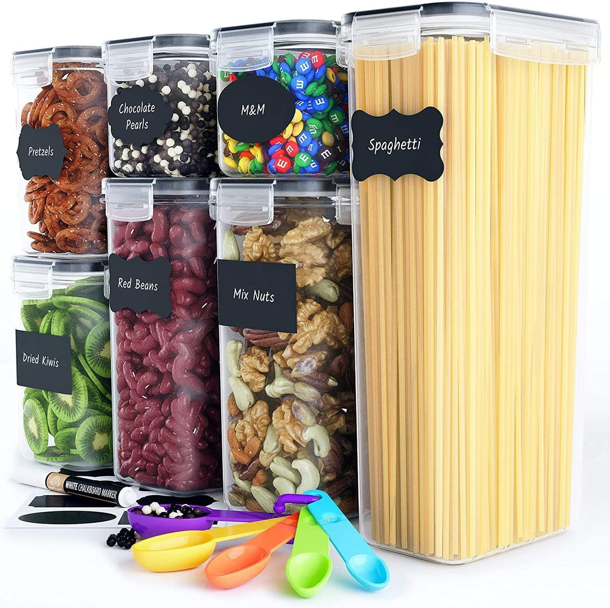 7 Pieces Plastic BPA Free Food Storage Containers for Kitchen (Black) Tristar Online