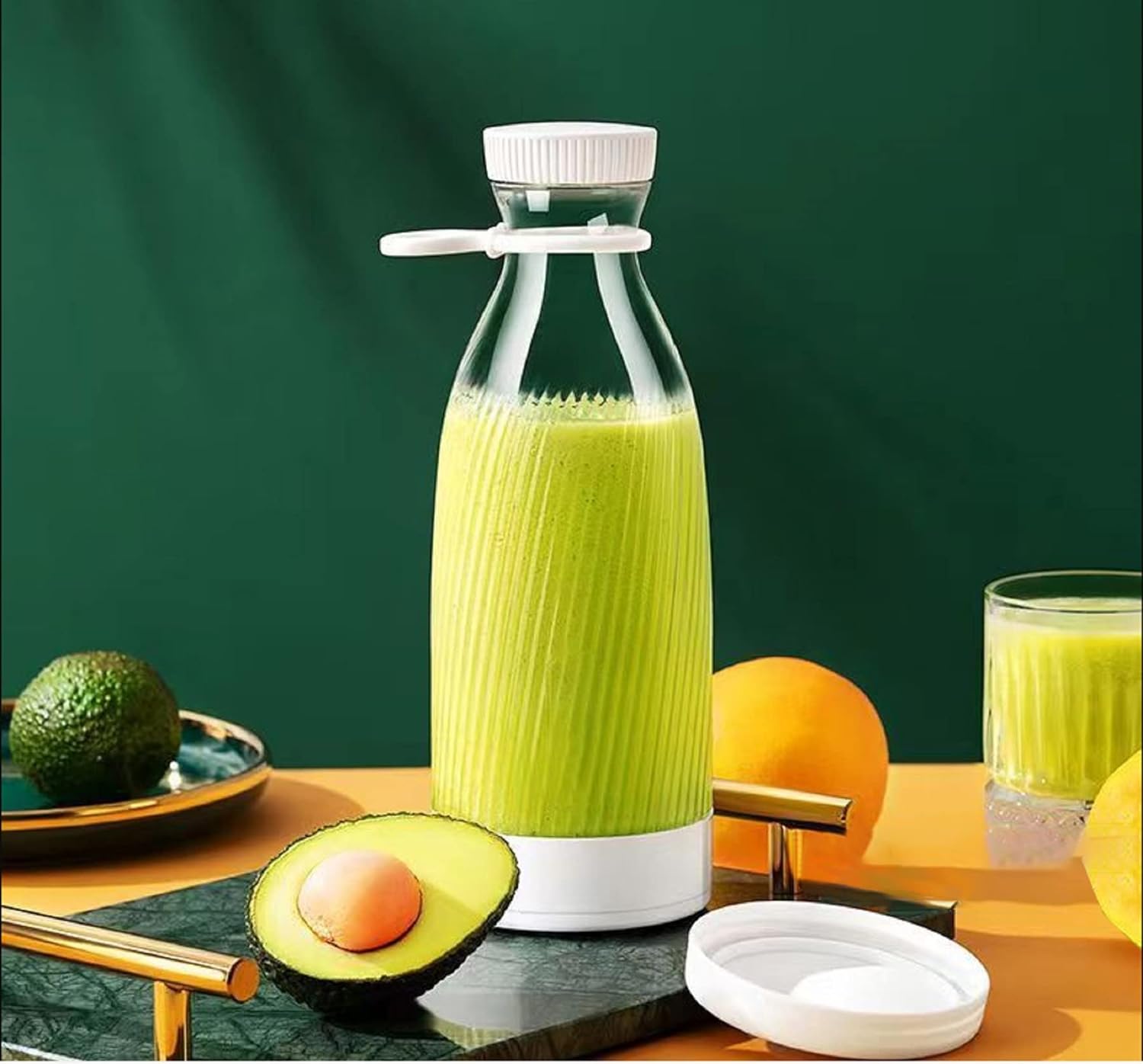 Portable Juice Blender with Stainless Steel 6 Blades Battery Powered USB Mini Blender for Shakes and Smoothies - White Tristar