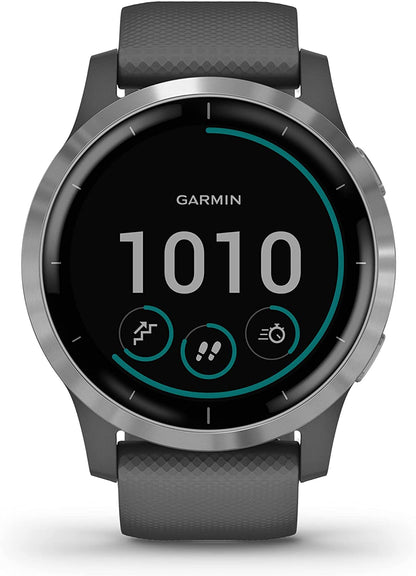 Garmin Vivoactive 4 GPS Fitness Smartwatch, Silver with Grey Band - Pristine - Refurbished Garmin