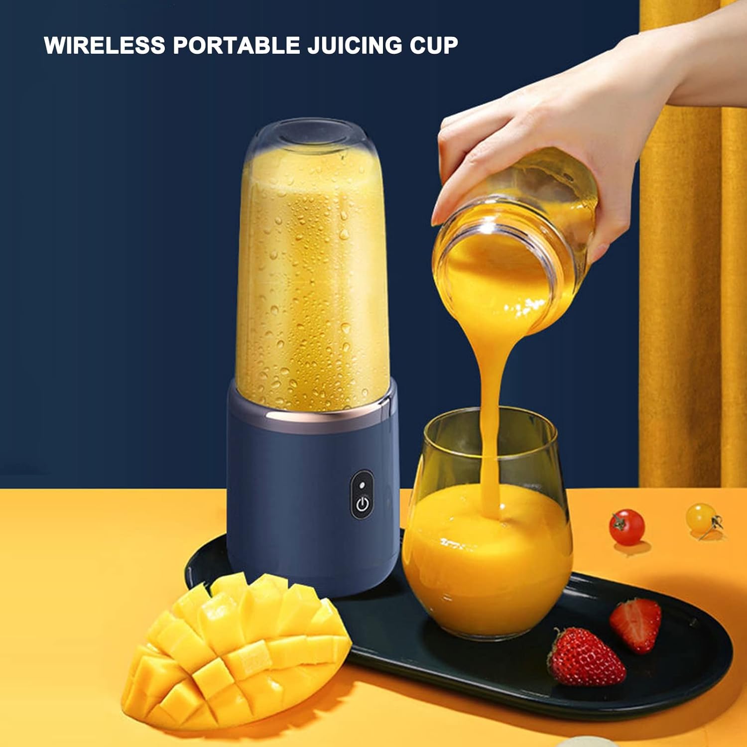 Portable Electric Juicer Double Cup Multi-functional USB Rechargeable Fruit Juice Mixer - Blue ( Open Never Used ) Tristar