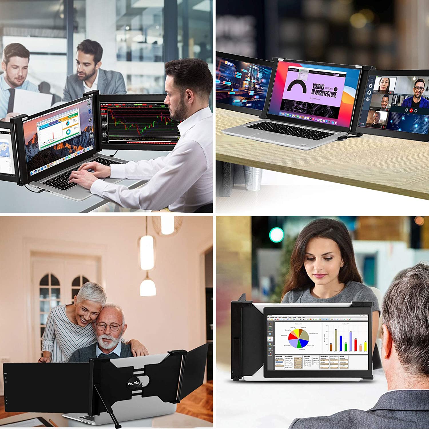 10.1 inches Trifold Portable Monitor 1080P IPS FHD Monitor Screen Extender For Laptop - Grey (Open Never Used) Trion