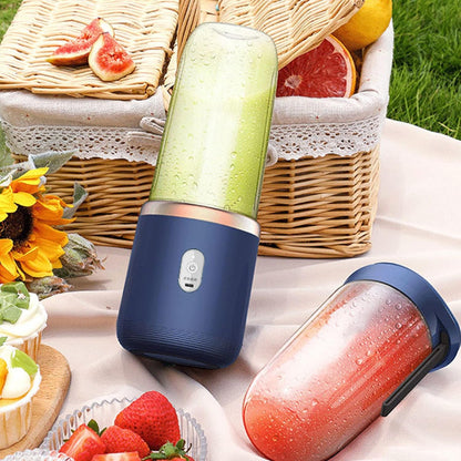Portable Electric Juicer Double Cup Multi-functional USB Rechargeable Fruit Juice Mixer - Blue ( Open Never Used ) Tristar