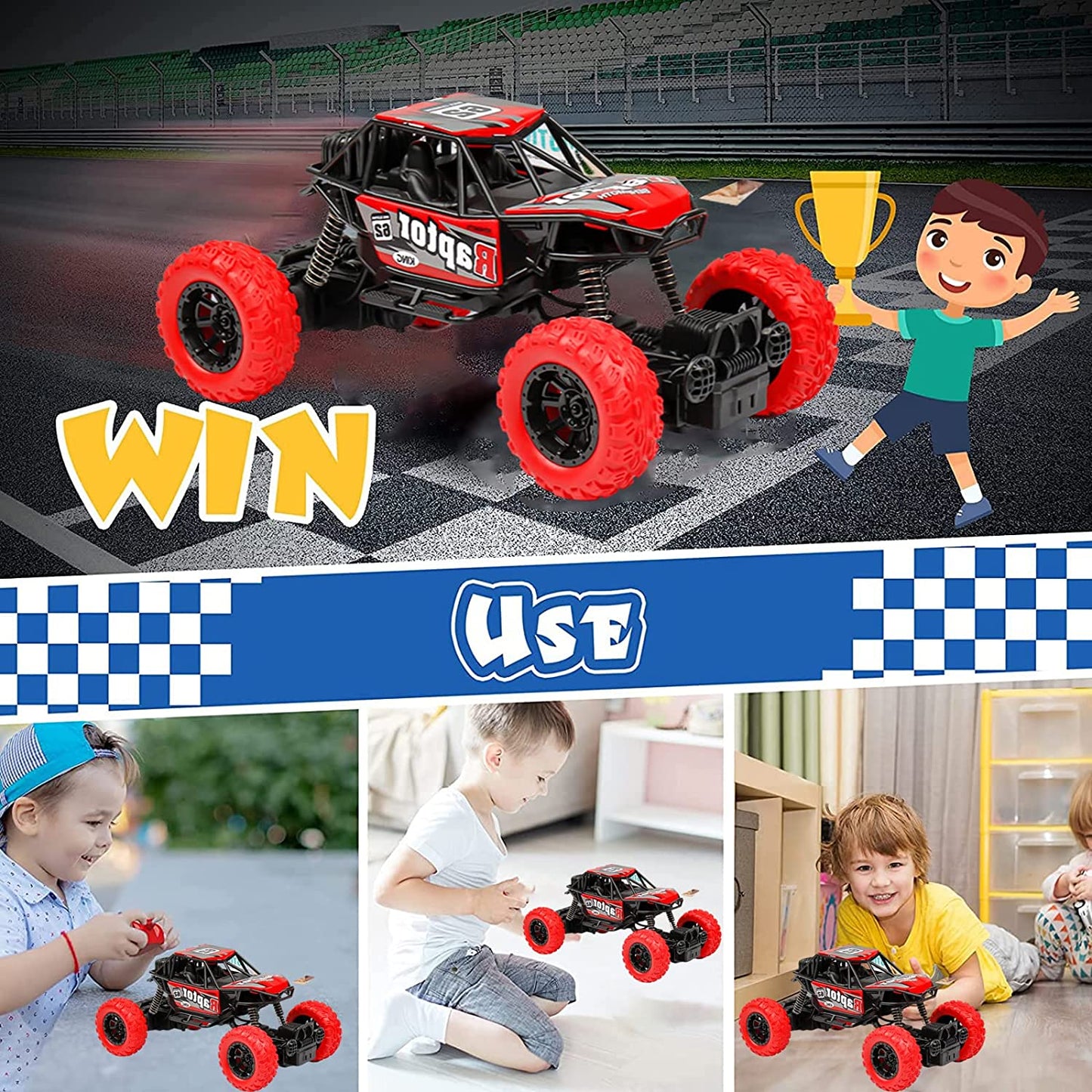 Remote Control Raptor Monster Truck 1:18 Scale Motion Climbing Cross Country RC Toy Car Trion