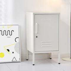 ArtissIn Metal Locker Storage Shelf Filing Cabinet Cupboard Bedside Table White Tristar Online