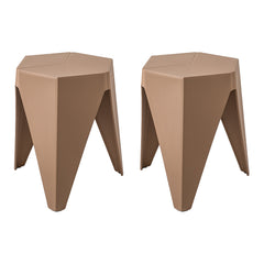 ArtissIn Set of 2 Puzzle Stool Plastic Stacking Stools Chair Outdoor Indoor Brown Tristar Online