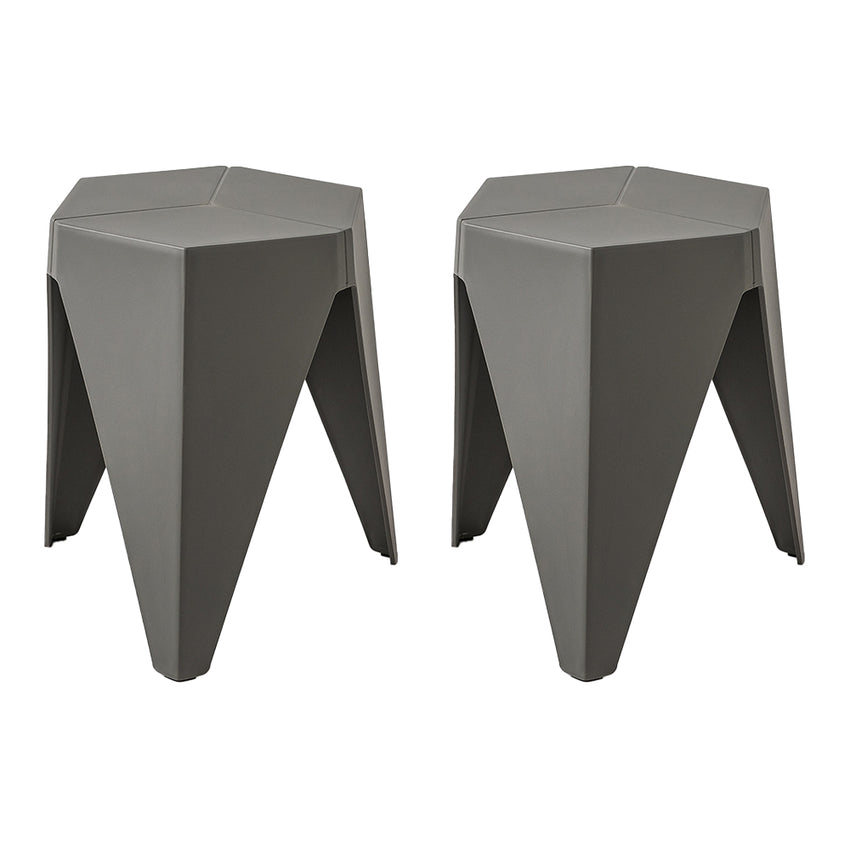 ArtissIn Set of 2 Puzzle Stool Plastic Stacking Stools Chair Outdoor Indoor Grey Tristar Online