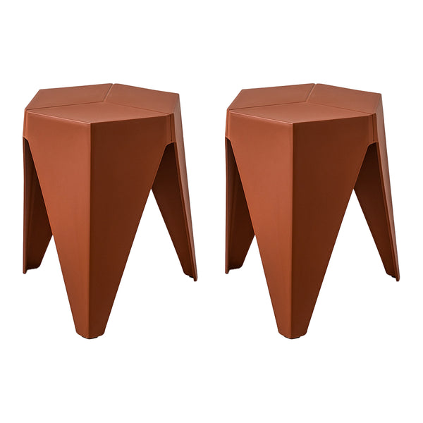 ArtissIn Set of 2 Puzzle Stool Plastic Stacking Stools Chair Outdoor Indoor Red Tristar Online