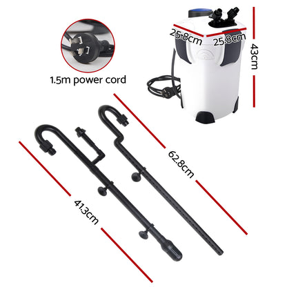 Aquarium External Canister Filter Aqua Fish Tank UV Light with Media Kit 1850L/H Tristar Online