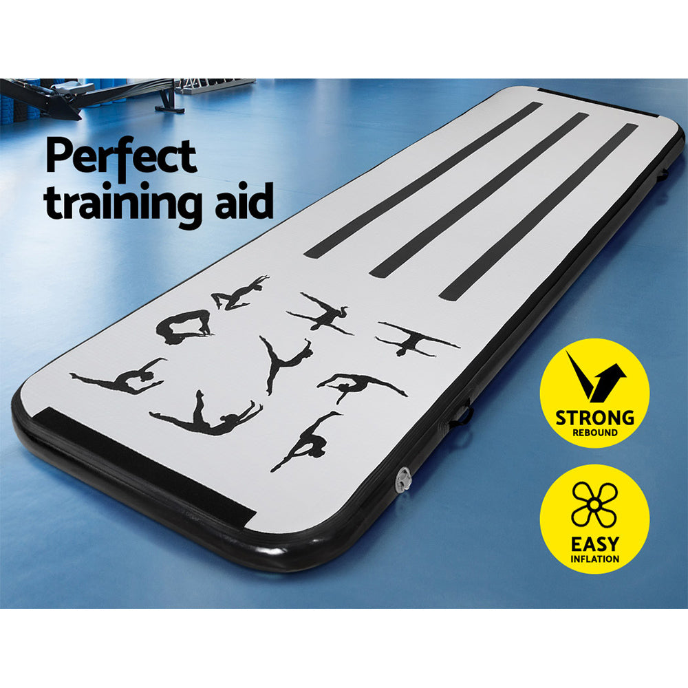 Everfit 3M Air Track Gymnastics Tumbling Mat Exercise Cheerleading Unique Black Tristar Online