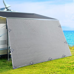 3.4M Caravan Privacy Screens 1.95m Roll Out Awning End Wall Side Sun Shade Tristar Online