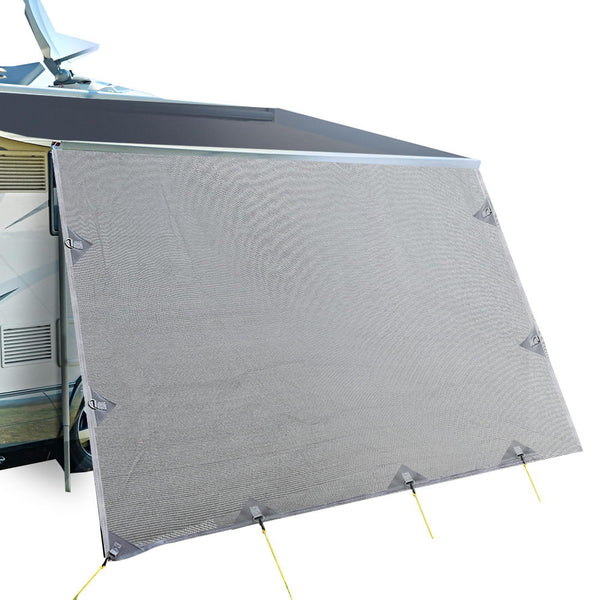 3.7M Caravan Privacy Screens 1.95m Roll Out Awning End Wall Side Sun Shade Tristar Online