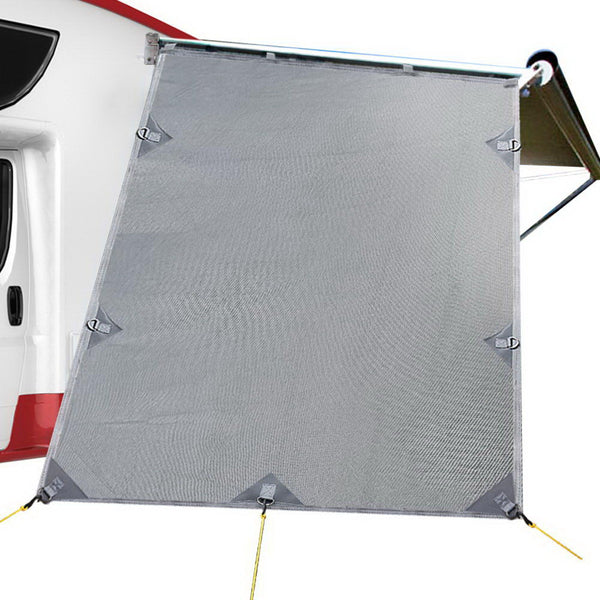 Grey Caravan Privacy Screen 1.95 x 2.2M End Wall Side Sun Shade Roll Out Awning Tristar Online