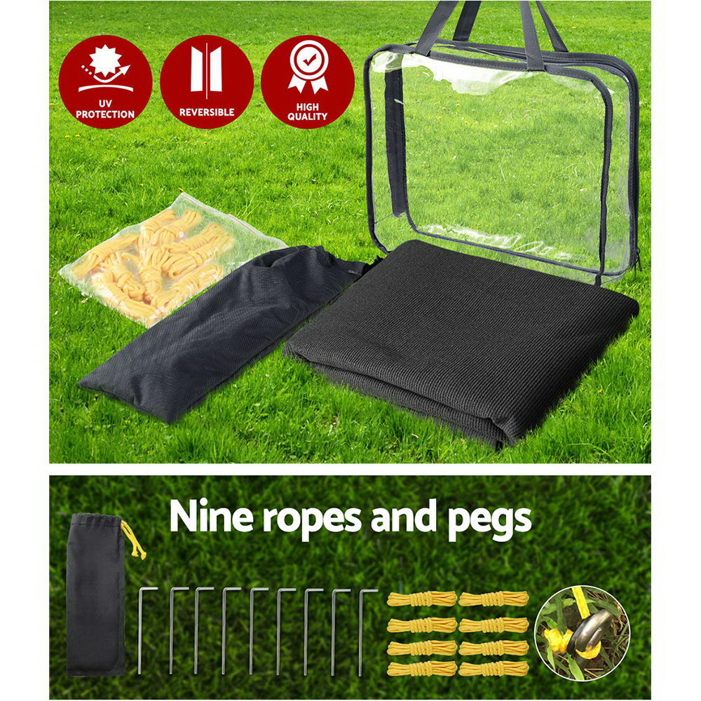 Black Caravan Privacy Screen 1.95 x 2.2M End Wall or Side Sun Shade Roll Out Tristar Online